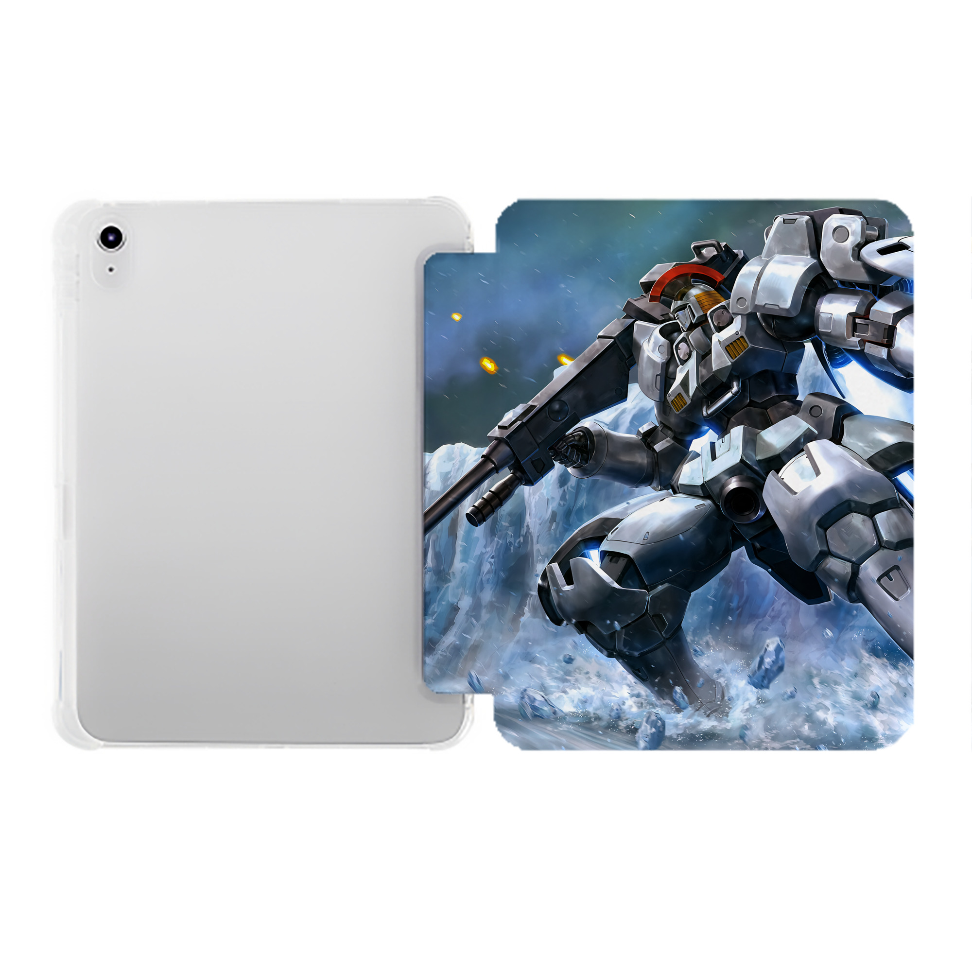 （画像用） 機動戦士ガンダム Mobile Suit Gundam IPad ケース ペン収納付き 三つ折りスタンド PUレザー×シリコン 対応機種9.5/10.5/10.9インチ